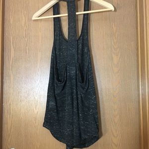 NWOT heathered black puma tank top with deep back.